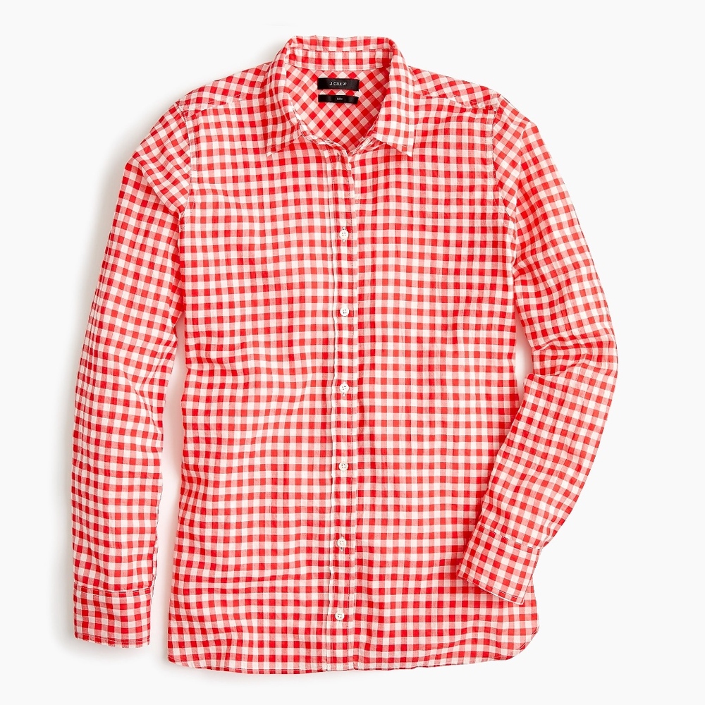 J. Crew Relaxed Boy Shirt in Crinkle Gingham